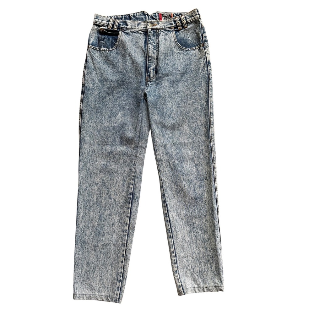 Vintage Jordache Gold High Waisted Acid Wash Tapered‎ Jeans Womens 13/14 Blue